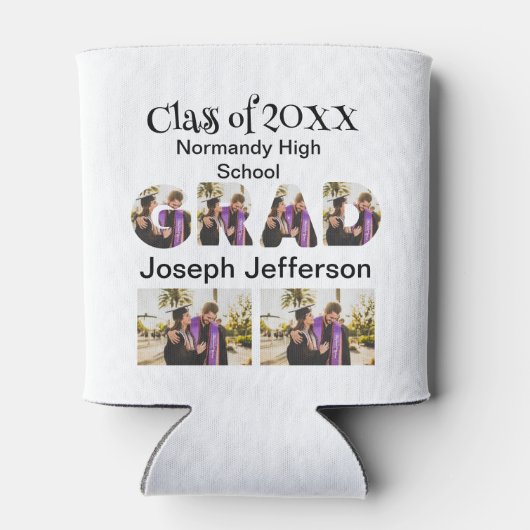 Personalisierter einfacher Abschluss 6 FotoCollage Dosenkühler (Rückseite)