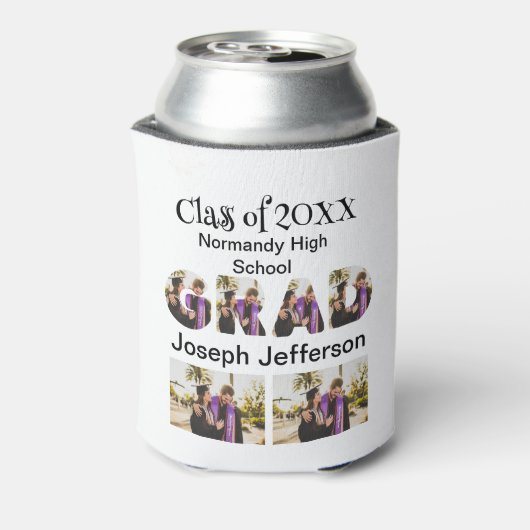 Personalisierter einfacher Abschluss 6 FotoCollage Dosenkühler (Kanne Rückseite)