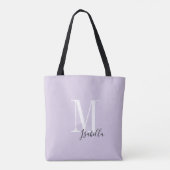 Personalisierter einfacher Name und Monogramm lila Tasche (Rückseite)