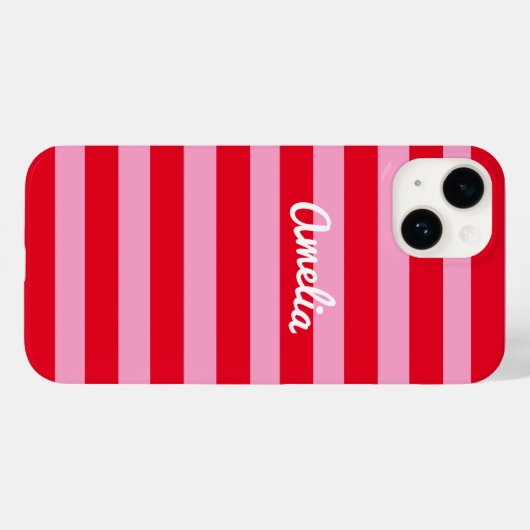 Personalisierter, einfacher Retro-Streifen Rot und Case-Mate iPhone Hülle (Rückseite (Horizontal))
