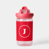 Personalisierter einfacher Roter Name Monogram Kid Trinkflasche (Vorne)