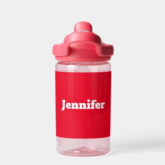 Personalisierter einfacher Roter Name Monogram Kid Trinkflasche (Rückseite)
