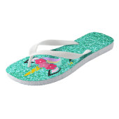 Personalisierter Einhorn Aquamariner Glitzer Flipf Badesandalen (Schrägansicht)