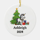 Personalisierter Einhorn Keramik Ornament (Vorne)