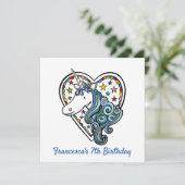 Personalisierter Einhorn-Kindergeburtstag (Stehend Vorderseite)