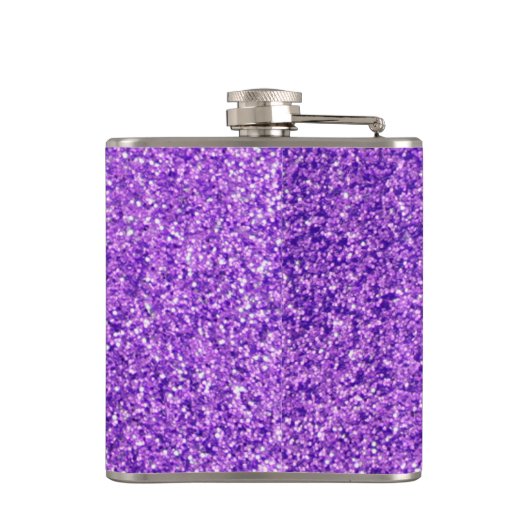 Personalisierter Einhorn Lila Glitzer Flasche Flachmann (Rückseite)