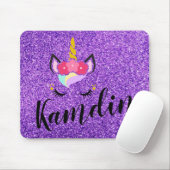 Personalisierter Einhorn Lila Glitzer-Maus-Pad Mousepad (Mit Mouse)