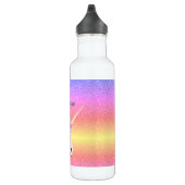 Personalisierter Einhorn Regenbogen Glitzer Kinder Edelstahlflasche (Rechts)