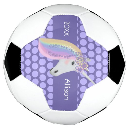 Personalisierter Einhorn-Regenbogen-Lila Fußballba Fußball (Gedreht)