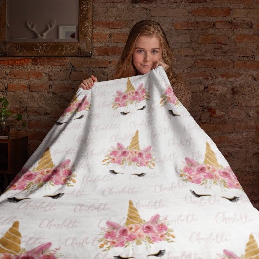 Personalisierter Einhorn Wiederholungsname Mit Mon Fleecedecke