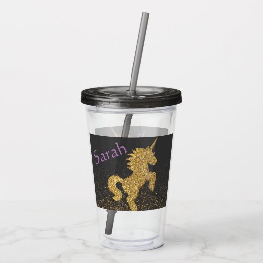 Personalisierter Einhorncup mit Stroh Acryltrinkbecher (Rückseite)