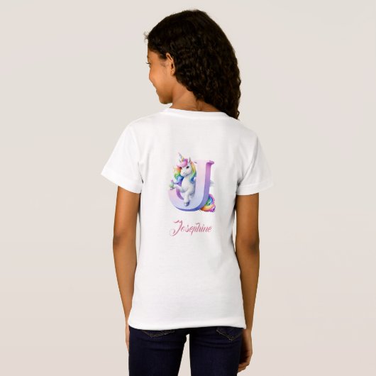 Personalisierter Einhorngeburtsbrief T - Shirt J (Schwarz voll)