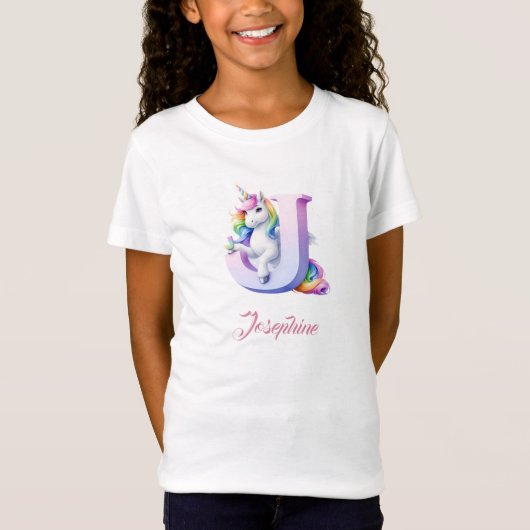 Personalisierter Einhorngeburtsbrief T - Shirt J (Vorderseite)