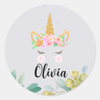 Personalisierter Einhornstock, Kindergeschenke Kaf Runder Aufkleber