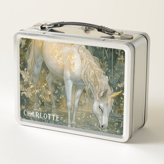 Personalisierter Einhornwald Metall Brotdose (Rückseite)