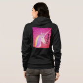 Personalisierter Einicorn Rosa Glitzer Hoodie (Schwarz voll)
