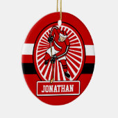 Personalisierter Eis-Hockeyspieler Keramikornament (Rechts)