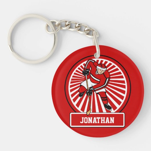 Personalisierter Eis-Hockeyspieler Schlüsselanhänger (Vorderseite)