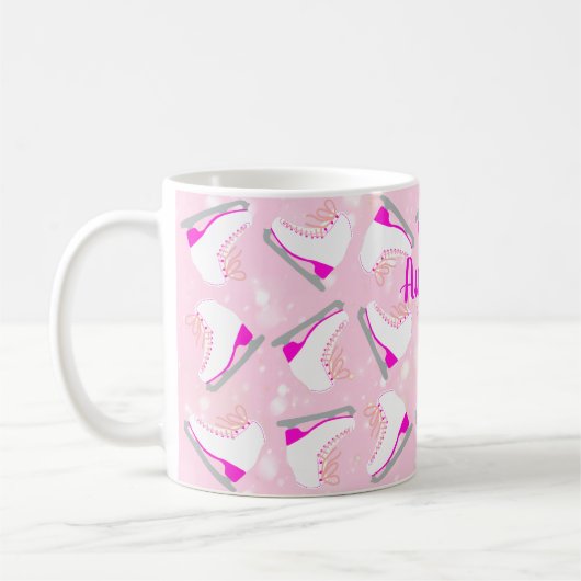 Personalisierter Eis-Skate-Muster Pink Abbildung S Kaffeetasse (Links)