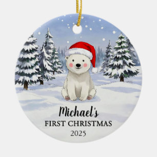 Personalisierter Eisbär-Babys-Christmas-Schmuck Keramik Ornament