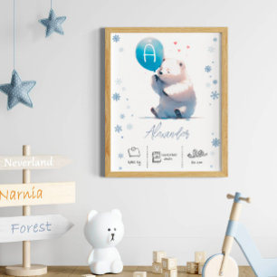 Personalisierter Eisbär mit Balloons-Kinderzimmer Poster
