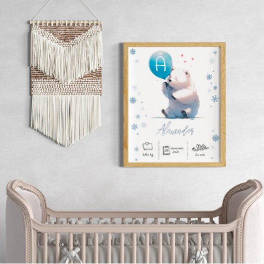 Personalisierter Eisbär mit Balloons-Kinderzimmer Poster