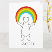 Personalisierter Eisbär und Regenbogen Geburtstag Karte (Gelbe Blume)