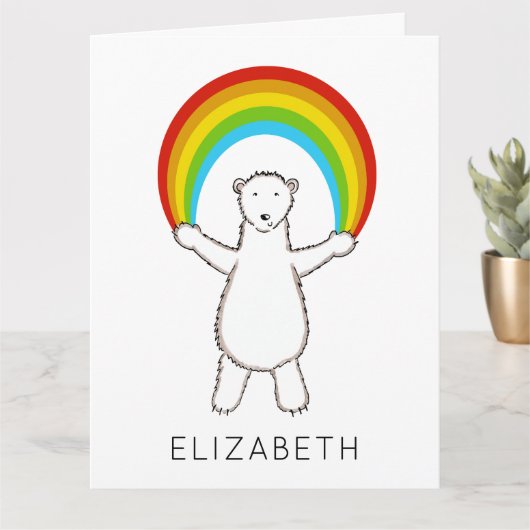 Personalisierter Eisbär und Regenbogen Geburtstag Karte (Kleine Pflanze)