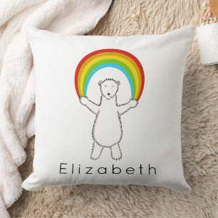 Personalisierter Eisbär und Regenbogenkissen Kissen