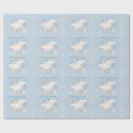 Personalisierter Eisbär Weihnachten Geschenkpapier (Flach)