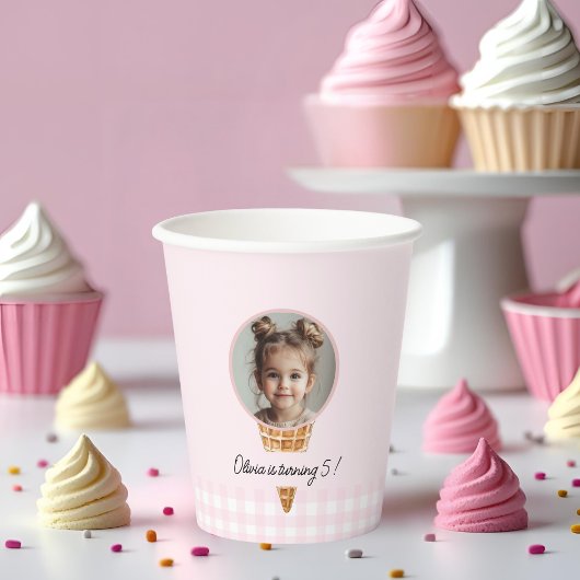 Personalisierter Eiscreme-Kopf-Geburtstag Pappbecher