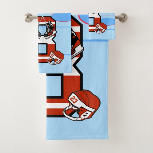 Personalisierter Eishockey der ersten Klasse Badhandtuch Set (Insitu)