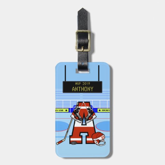 Personalisierter Eishockey Gepäckanhänger (Vorderseite vertikal)