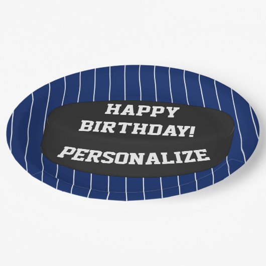 Personalisierter Eishockey-Puck Ball zum Geburtsta Pappteller (Schrägansicht)
