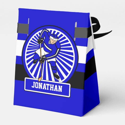 Personalisierter Eishockey-Spieler Blue Geschenkschachtel (Rückseite)