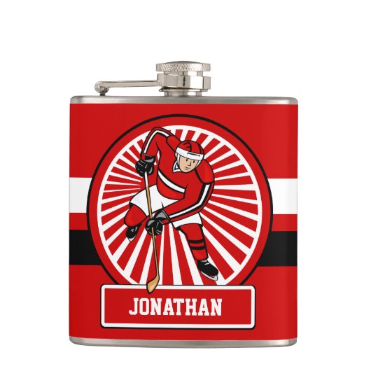 Personalisierter Eishockeyspieler Flachmann (Vorderseite)