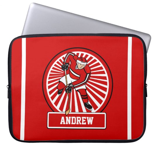 Personalisierter Eishockeyspieler Laptopschutzhülle (Vorderseite)