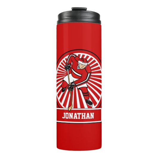 Personalisierter Eishockeyspieler Thermosbecher (Vorderseite)