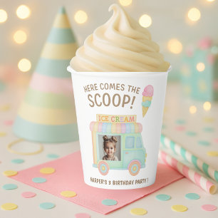 Personalisierter Eiswagen-Foto-Geburtstag Pappbecher