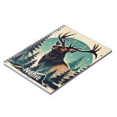 Personalisierter Elch im Wald mit Sternenhimmel Notizblock (Linke Seite)