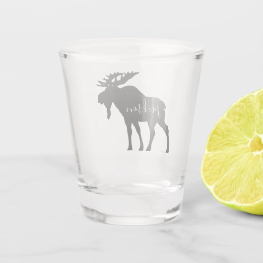 Personalisierter Elch Schnapsglas (Rückseite)