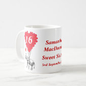 Personalisierter Elefant 16 . Geburtstag Kaffeetasse (Vorderseite Links)