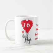 Personalisierter Elefant 16 . Geburtstag Kaffeetasse (Links)