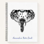 Personalisierter Elefant aus schwarz-weißer Linie Notizblock (Vorderseite)