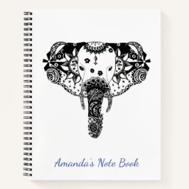 Personalisierter Elefant aus schwarz-weißer Linie Notizblock