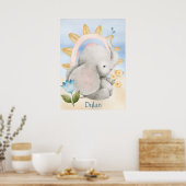 Personalisierter Elefant, Babytiere, Boho, Regenbo Poster (Küche)