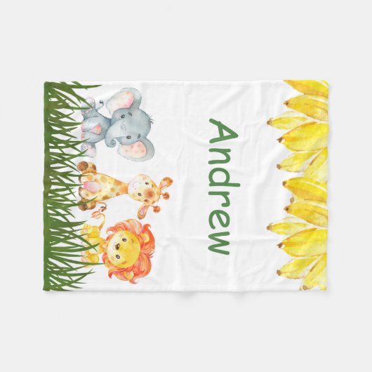 Personalisierter Elefant Children's Fleece Blanket (Vorderseite (Horizontal))