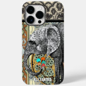 Personalisierter Elefant Damask Case-Mate iPhone Hülle (Rückseite)