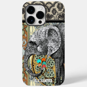 Personalisierter Elefant Damask Case-Mate iPhone 14 Pro Max Hülle