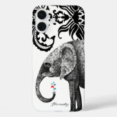 Personalisierter Elefant Damask Case-Mate iPhone Hülle (Rückseite)